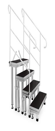Guil ECT20-80 - Escalier d'accès modulaire en aluminium à 4 marches avec pieds et 2 mains courantes