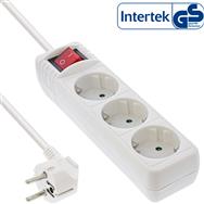 Bloc multiprises InLine - 3 prises avec contact de terre CEE 7/3 - avec interrupteur - blanc - 3 m