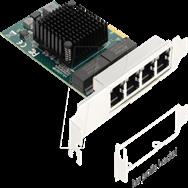Carte PCI Express x1 Delock vers 4 ports RJ45 Gigabit LAN BCM, PCIe, RJ-45, femelle, PCIe 2.0, gris, PC