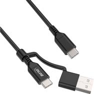 Câble USB-C 2 en 1 InLine + adaptateur USB-A - USB 2.0 - 100 W - TPE - noir - 2 m