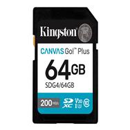 Kingston 64GB SDXC Canvas Go Plus Gen4 200MB/s C10 UHS-I U3 V30, 64 GB, SDXC, Kl...