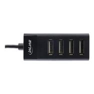 Hub USB 2.0 4 ports InLine - Type-A mâle vers 4x Type-A femelle - noir - 30 cm - fin