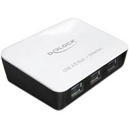 Hub USB 3.0 Delock 3 ports + 1 port Gigabit LAN 10/100/1000 Mb/s