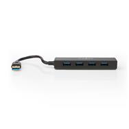 Nedis UHUBU3410BK - USB 3.2 Gen 1 (3.1 Gen 1) Type-A - USB 3.2 Gen 1 (3.1 Gen 1) Type-A - 5000 Mbit/s - Black - Plastic - 0.12 m