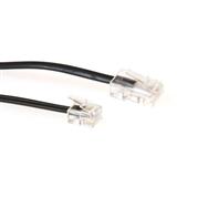 ACT Black 3 meter flat telephone cable with RJ11 and RJ45 connectors - 3 m - RJ-11 - RJ-45 - Black - Male - Male