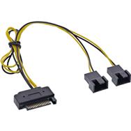 Câble d'alimentation en Y SATA InLine SATA femelle / 2x ventilateurs 2 broches mâles 0,30 m