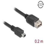 Câble USB 2.0 Delock type Mini-B mâle vers EASY type A femelle - Câble - Numérique