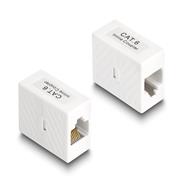 Adaptateur Delock RJ45 jack vers RJ45 jack Cat.6 UTP blanc, plat, blanc, RJ-45, RJ-45, femelle, femelle