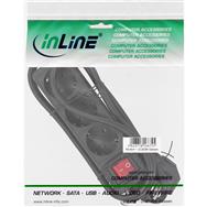 Bloc multiprises InLine - 3 prises avec contact de terre CEE 7/3 - avec interrupteur - noir - 5 m