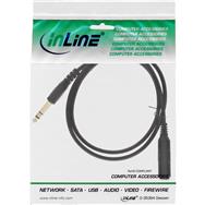 Câble d'extension pour casque InLine 6,3 mm stéréo M/F - plaqué or - noir - 2 m