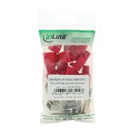 Connecteur à sertir en ligne RJ45 8P8C blindé avec enfileur et protection anti-pliage - rouge