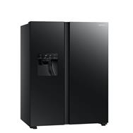 Hisense RS694N4GBE: Freestanding Black Side-by-Side Refrigerator.