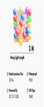 LogiLink Wi-Fi Smart RGB Guirlande Lumineuse Télécommande Tuya 3m