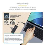 StarTech.com Hub USB-C 4 ports, 5 Gbit/s, USB-C vers 4 USB-A, alimenté par bus