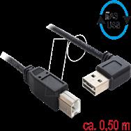 Delock Easy - Câble USB - USB (M) coudé gauche/droite, réversible vers USB Type B (M)
