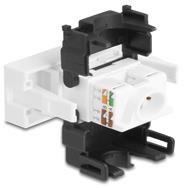 Prise RJ45 Delock Easy 45 vers LSA Cat.6a 180° sans outil noir blanc