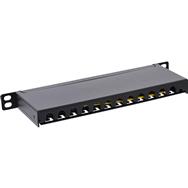 Panneau de brassage en ligne 10" Cat.6A 0,5U 12 ports noir RAL9005