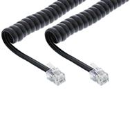 Cordon téléphonique spiralé en ligne RJ10 4P4C noir 4 m