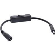 Câble CC en ligne avec interrupteur - CC mâle/femelle 4,0 x 1,7 mm - AWG 18 - noir - 0,20 m