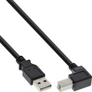 Câble USB 2.0 InLine coudé vers le bas Type A mâle / B mâle - noir - 0,3 m