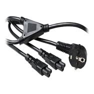 ACT Powercord split cable mains connector CEE7/7 male (angled) - 2 x C5 1.80 m - 1.8 m - CEE7/7 - 2 x C5 coupler - 230 V - 6 A