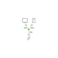 Câble d'alimentation en Y InLine 1x CEE 7/7 coudé / 2x IEC C13 mâle 3 broches - 1,8 m