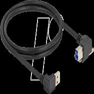 Câble USB Delock - USB Type A (M) coudé vers le bas vers USB Type B (M) coudé vers la droite