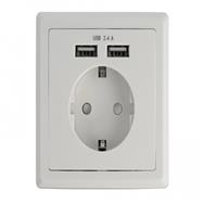 Delock 11471, CEE 7/3 + USB, CEE 7/4, blanc, plastique, 250 V, 0,2 A