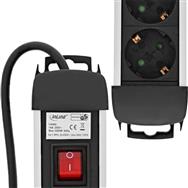 Bloc multiprises en ligne - Aluminium - 6 prises avec protection - interrupteur - 1,5 m