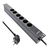 Bloc multiprises InLine 19" - 6 prises avec contact de terre - sans interrupteur - 2 m - noir