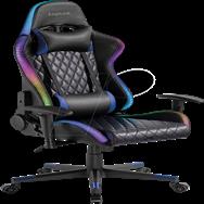 LogiLink Gamingstuhl mit Kopf- und LendenwirbelstÃƒÂ¼tze schw.
