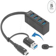 Hub Delock - 4 ports USB 3.2 Gen 1 + 1 port USB-C 3.2 Gen 1