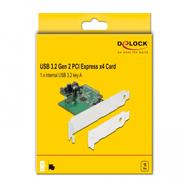 Carte PCI Express Delock vers 1 x USB 3.2 Gen 2 interne clé A 20 broches femelle