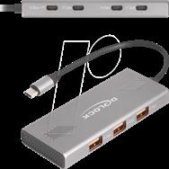 Hub USB Delock 10 Gbps avec 4 x Type-C femelle et 3 Type-A PD 80