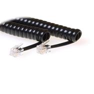 ACT Black 1.5 meter coiled telephone cable with RJ10 connectors - 1.5 m - RJ-10 - RJ-10 - Black - Male - Male