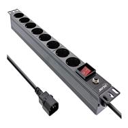 Bloc multiprises InLine 19" - 8 prises CEE7/7 - Fiche C14 - Protection contre les surcharges