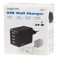 LogiLink PA0336 - USB-Ladegeraet 24 W 4x USB-A schwarz
