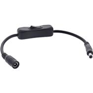 Câble CC en ligne avec interrupteur - CC mâle/femelle 5,5 x 2,5 mm - AWG 18 - noir - 0,20 m