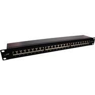 Panneau de brassage en ligne 19" Cat.6A 24 ports 1U noir RAL 9005