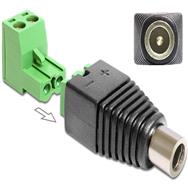 Adaptateur secteur Delock - Bornier 2 broches (F) vers prise CC 5,5 x 2,5 mm (F)