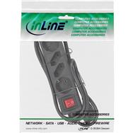 Bloc multiprises InLine - 4 prises - 2x CEE7/3 + 2x Euro CEE 7/16 - noir - 3 m
