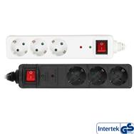 Bloc multiprises InLine CEE 7/3 - 3 prises - protection contre les surtensions - interrupteur - blanc