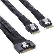 Câble SAS fin en ligne SFF-8654 8i vers 2x SFF-8654 4i 0,75 m