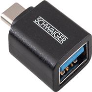 Schwaiger CAU310 533, USB Type-C, USB Type-A, Noir