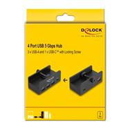 Hub Delock - 5 Gbit/s, 4 ports, avec vis de verrouillage