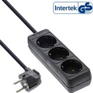 Bloc multiprises InLine - 3 prises avec contact de terre CEE 7/3 - noir - 3 m