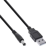 Câble adaptateur d'alimentation USB CC InLine - USB A mâle vers fiche CC 5,5 x 2,10 mm - noir - 1 m