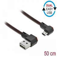 Delock Easy - Câble USB - USB (M) coudé à 90°, réversible vers Micro-USB Type B (M) coudé à 90°, réversible