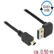 Delock Easy - Câble USB - USB (M) coudé haut/bas, réversible vers mini-USB Type B (M)