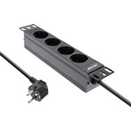 PDU InLine 10" - Contact de terre 4 voies - Sans interrupteur - 2 m - Noir